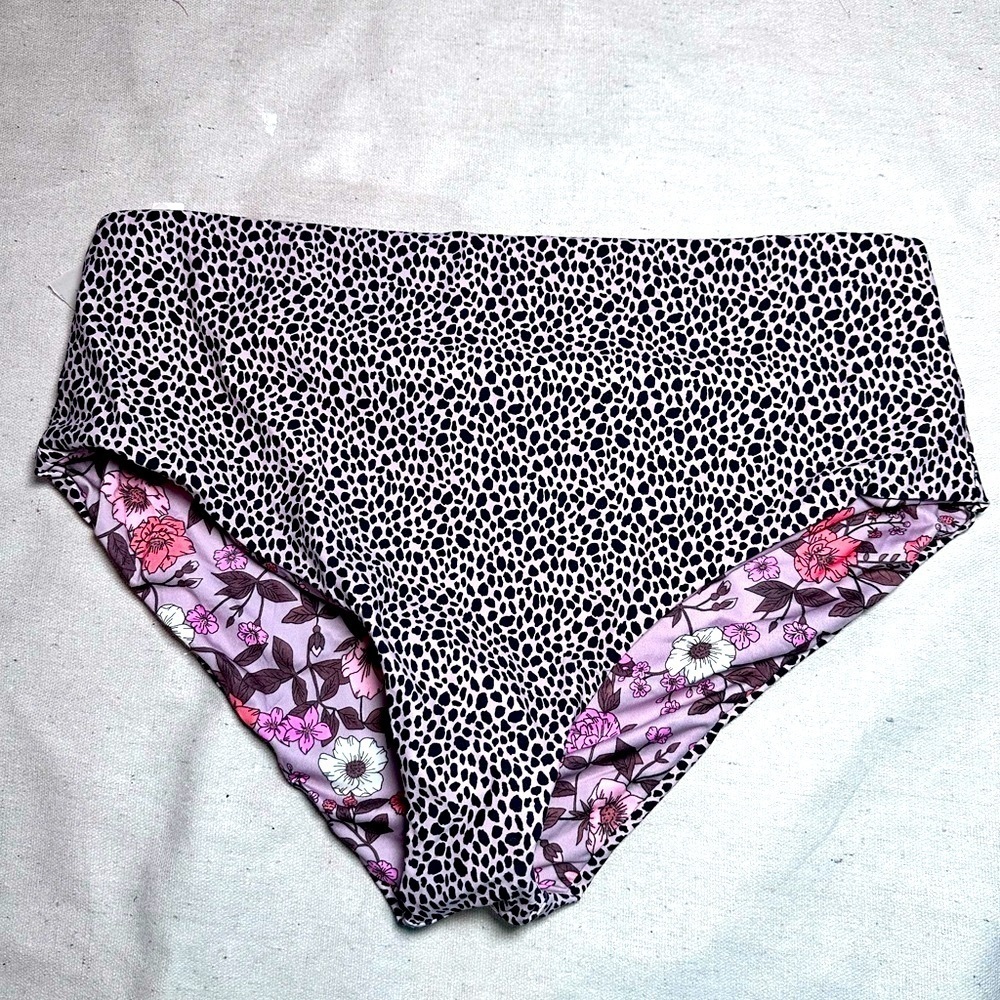 Maaji Purple Floral High-Waisted Bikini Bottom Eco-Friendly Fabric 3X New
